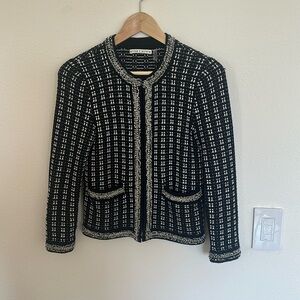 Alice + Olivia Georgia Embellished Tweed Sweater Jacket size xs/tp.